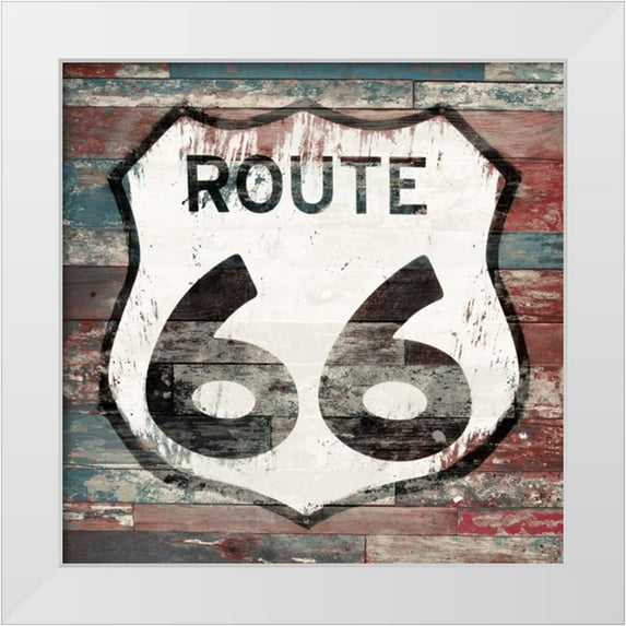 Grey, Jace 20x20 White Modern Wood Framed Museum Art Print Titled - Route 66 sign 1