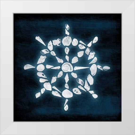 Grey, Jace 20x20 White Modern Wood Framed Museum Art Print Titled - Shell Wheel Deeper Blue