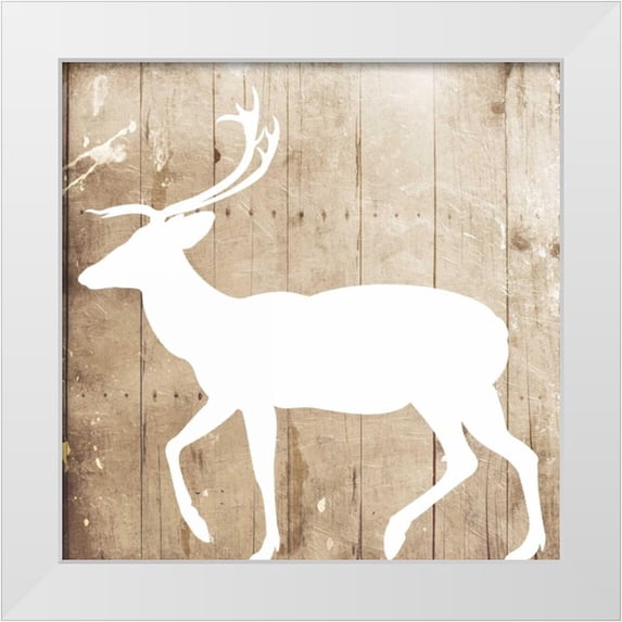 Grey, Jace 20x20 White Modern Wood Framed Museum Art Print Titled - White On Wood Deer Mate