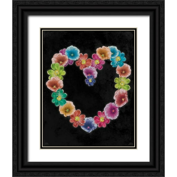 Grey, Jace 20x24 Black Ornate Wood Framed with Double Matting Museum Art Print Titled - Floral Heart 2
