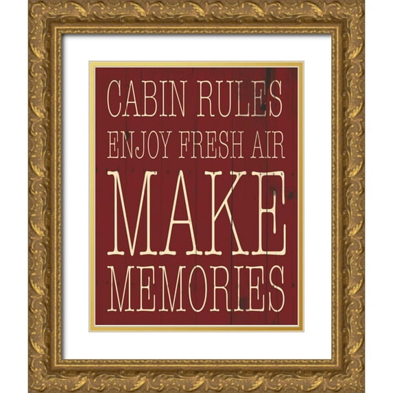 Grey, Jace 20x24 Gold Ornate Wood Framed with Double Matting Museum Art Print Titled - Cabin Rules