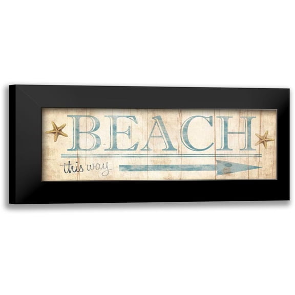 Grey, Jace 24x11 Black Modern Framed Museum Art Print Titled - Beach Sign