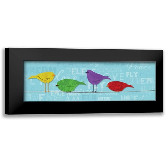 Grey, Jace 24x11 Black Modern Framed Museum Art Print Titled - Birds On Line Text