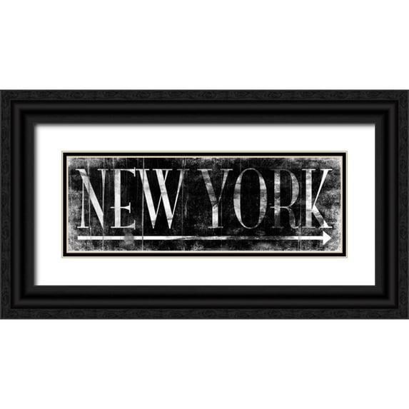 Grey, Jace 24x11 Black Ornate Wood Framed with Double Matting Museum Art Print Titled - NEW YORK BLACK