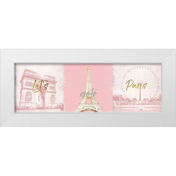Grey, Jace 24x11 White Modern Wood Framed Museum Art Print Titled - Lets Go TO Paris