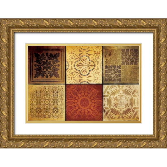 Grey, Jace 24x17 Gold Ornate Wood Framed with Double Matting Museum Art Print Titled - Pattern Patchwork