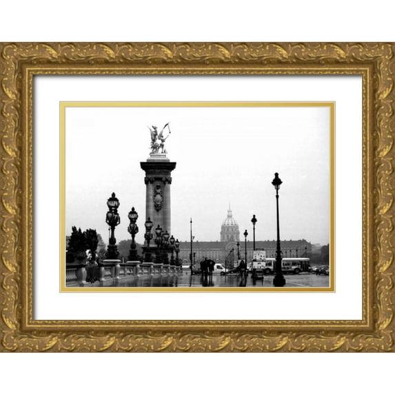 Grey, Jace 24x18 Gold Ornate Wood Framed with Double Matting Museum Art Print Titled - Paris Rain
