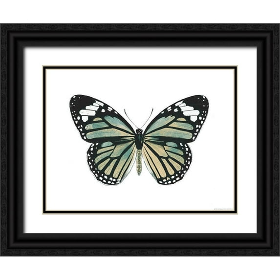 Grey, Jace 24x19 Black Ornate Wood Framed with Double Matting Museum Art Print Titled - Neutral Butterfly
