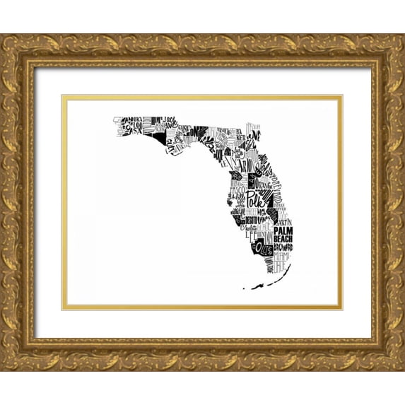 Grey, Jace 24x19 Gold Ornate Wood Framed with Double Matting Museum Art Print Titled - Florida