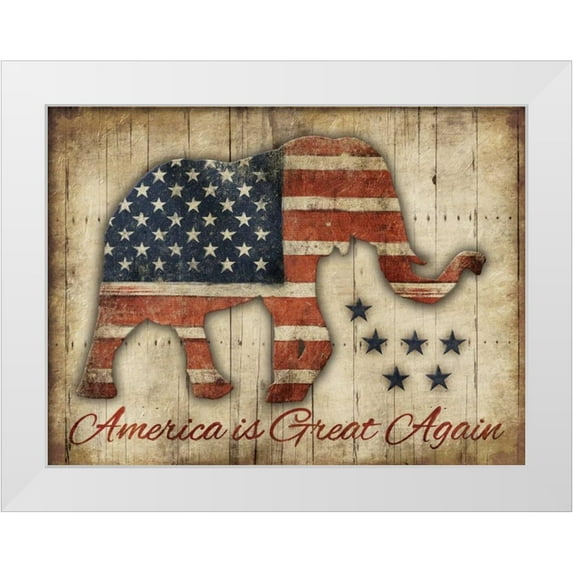 Grey, Jace 24x19 White Modern Wood Framed Museum Art Print Titled - America Is Great Again