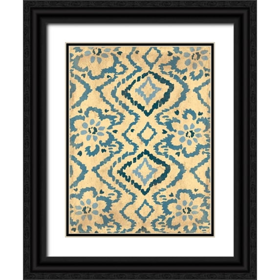Grey, Jace 25x32 Black Ornate Wood Framed with Double Matting Museum Art Print Titled - Blue Ikat