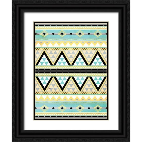 Grey, Jace 25x32 Black Ornate Wood Framed with Double Matting Museum Art Print Titled - Neutral Aztec