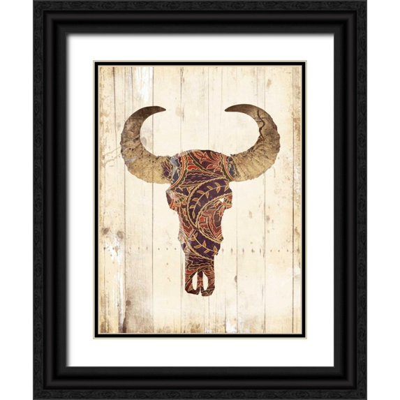 Grey, Jace 25x32 Black Ornate Wood Framed with Double Matting Museum Art Print Titled - Patterned Skull