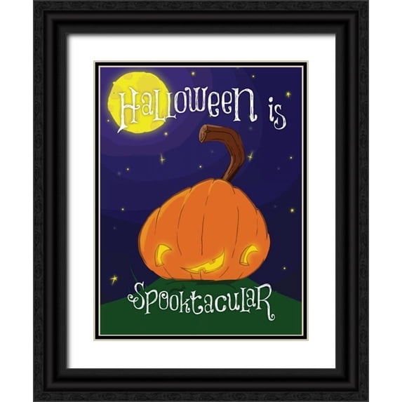 Grey, Jace 25x32 Black Ornate Wood Framed with Double Matting Museum Art Print Titled - Spooktacular Pumpkin