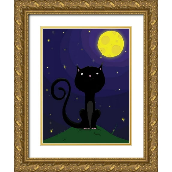 Grey, Jace 25x32 Gold Ornate Wood Framed with Double Matting Museum Art Print Titled - Halloween Cat. A