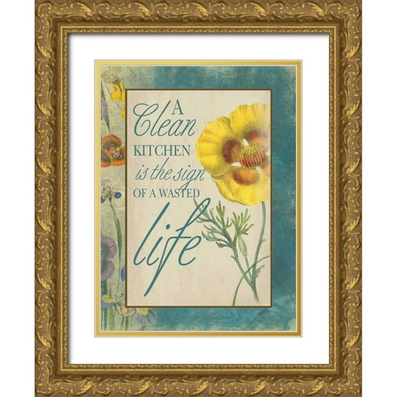 Grey, Jace 25x32 Gold Ornate Wood Framed with Double Matting Museum Art Print Titled - Kitchen Wasted Life