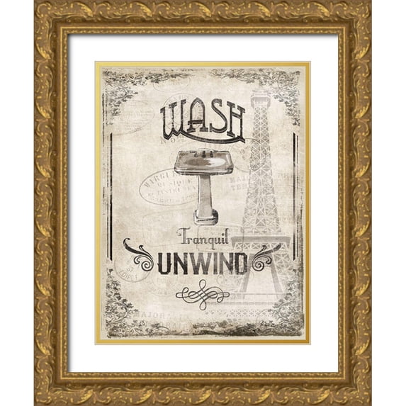 Grey, Jace 25x32 Gold Ornate Wood Framed with Double Matting Museum Art Print Titled - Wash Tranquil Unwind
