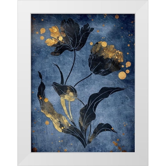 Grey, Jace 25x32 White Modern Wood Framed Museum Art Print Titled - Gold Hint Floral Mate
