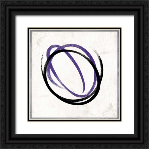 Grey, Jace 26x26 Black Ornate Wood Framed with Double Matting Museum Art Print Titled - Abstract circle purple