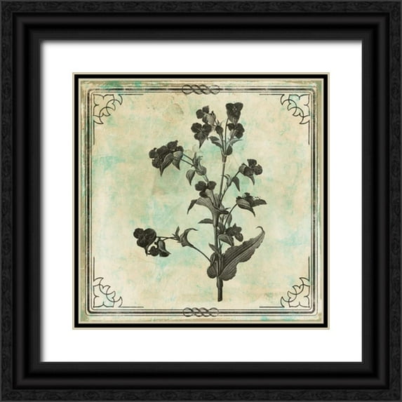 Grey, Jace 26x26 Black Ornate Wood Framed with Double Matting Museum Art Print Titled - Bordered Stencil Floral Mate