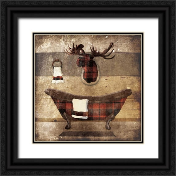 Grey, Jace 26x26 Black Ornate Wood Framed with Double Matting Museum Art Print Titled - Cabin Bath