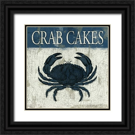 Grey, Jace 26x26 Black Ornate Wood Framed with Double Matting Museum Art Print Titled - Crab cakes blue