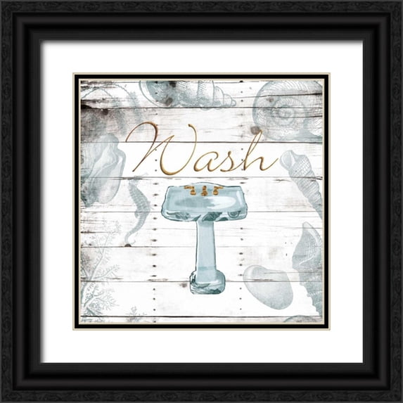 Grey, Jace 26x26 Black Ornate Wood Framed with Double Matting Museum Art Print Titled - Golden Coastal Sink