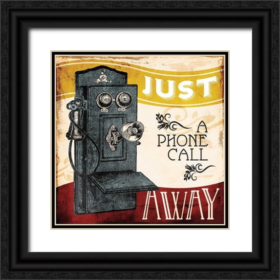 Grey, Jace 26x26 Black Ornate Wood Framed with Double Matting Museum Art Print Titled - Just A Phone