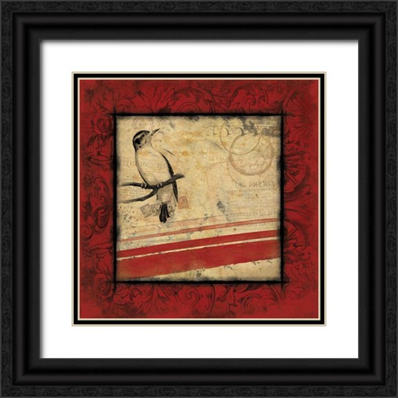 Grey, Jace 26x26 Black Ornate Wood Framed with Double Matting Museum Art Print Titled - Le Bird 2