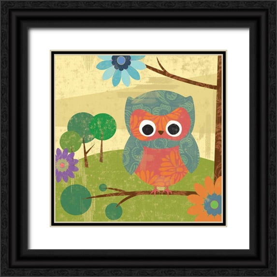 Grey, Jace 26x26 Black Ornate Wood Framed with Double Matting Museum Art Print Titled - Owl mate