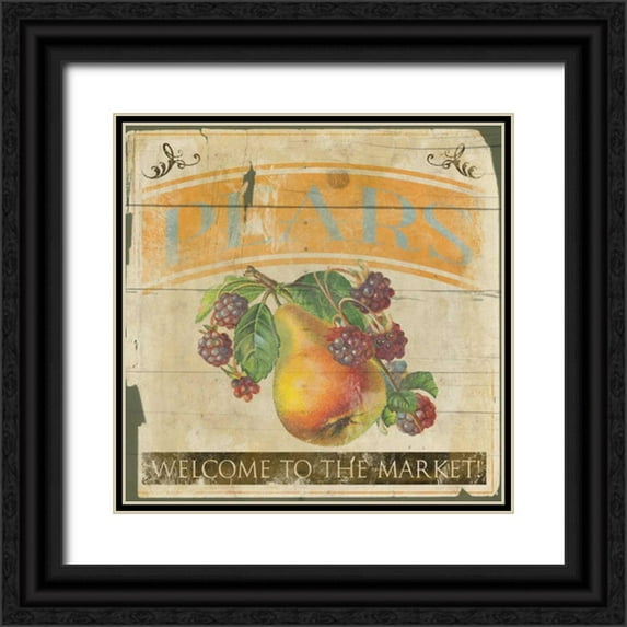 Grey, Jace 26x26 Black Ornate Wood Framed with Double Matting Museum Art Print Titled - Pears