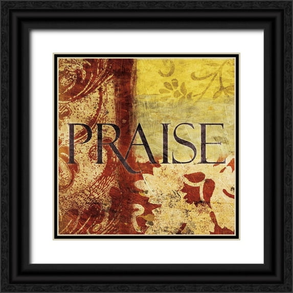 Grey, Jace 26x26 Black Ornate Wood Framed with Double Matting Museum Art Print Titled - Praise Red