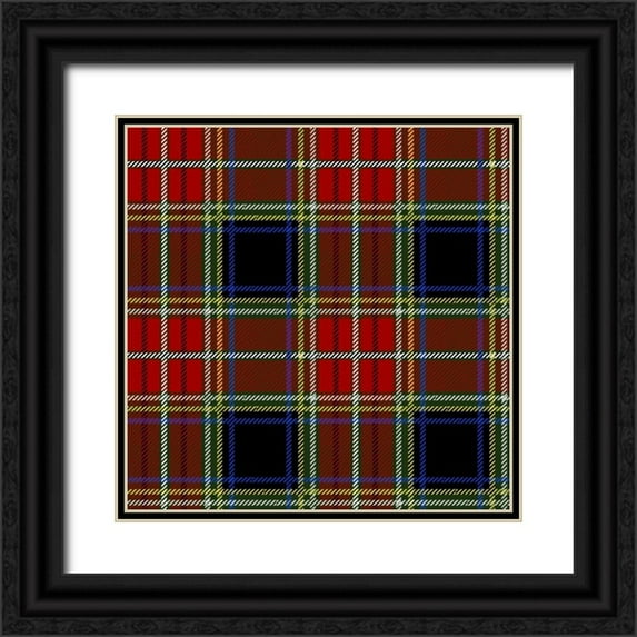 Grey, Jace 26x26 Black Ornate Wood Framed with Double Matting Museum Art Print Titled - Red Black Blue Plaid