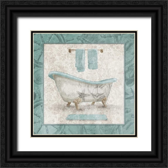 Grey, Jace 26x26 Black Ornate Wood Framed with Double Matting Museum Art Print Titled - Serene Coastal Bath
