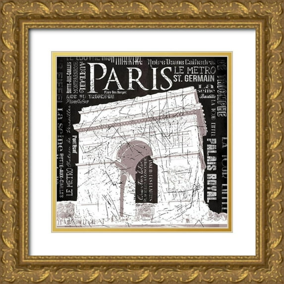 Grey, Jace 26x26 Gold Ornate Wood Framed with Double Matting Museum Art Print Titled - Paris Arch