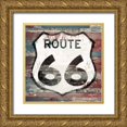 thumbnail image 1 of Grey, Jace 26x26 Gold Ornate Wood Framed with Double Matting Museum Art Print Titled - Route 66 sign 1, 1 of 4