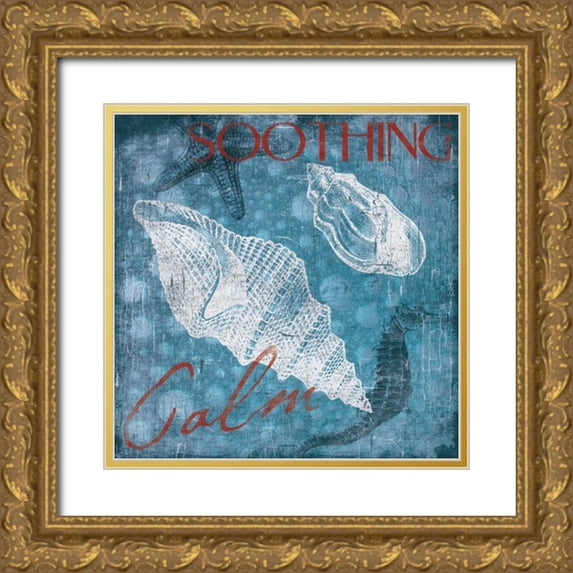 Grey, Jace 26x26 Gold Ornate Wood Framed with Double Matting Museum Art Print Titled - Shell Bubbles 2
