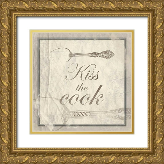 Grey, Jace 26x26 Gold Ornate Wood Framed with Double Matting Museum Art Print Titled - kiss the cook
