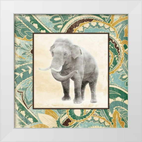 Grey, Jace 26x26 White Modern Wood Framed Museum Art Print Titled - Floral Sea Elephant