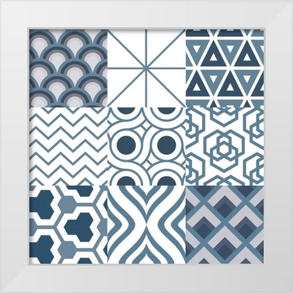 Grey, Jace 26x26 White Modern Wood Framed Museum Art Print Titled - Geo 9Patch Blue