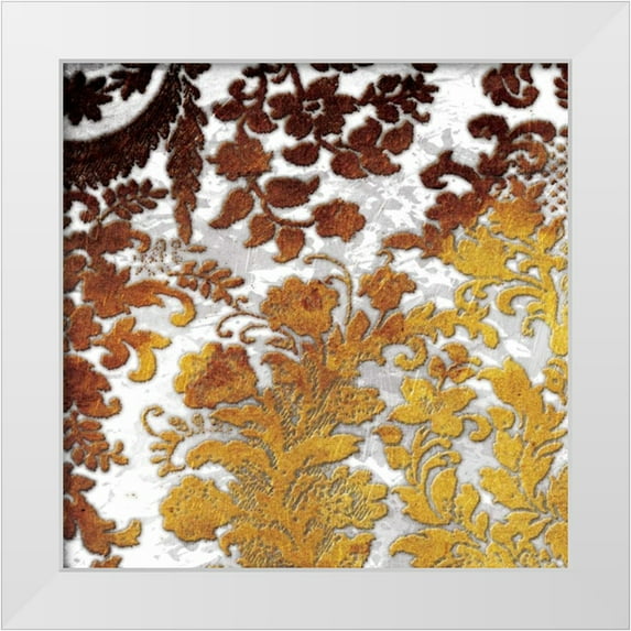 Grey, Jace 26x26 White Modern Wood Framed Museum Art Print Titled - Gold Floral Stamp