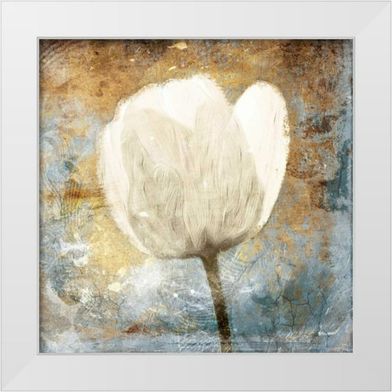 Grey, Jace 26x26 White Modern Wood Framed Museum Art Print Titled - Golden White Blues Mate