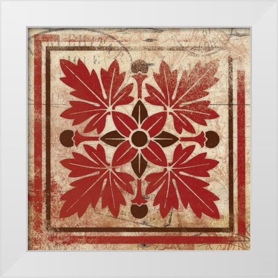 Grey, Jace 26x26 White Modern Wood Framed Museum Art Print Titled - Red Pattern 8
