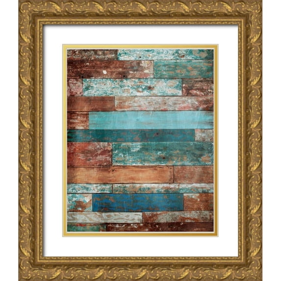 Grey, Jace 26x31 Gold Ornate Wood Framed with Double Matting Museum Art Print Titled - Blue Hues Wood