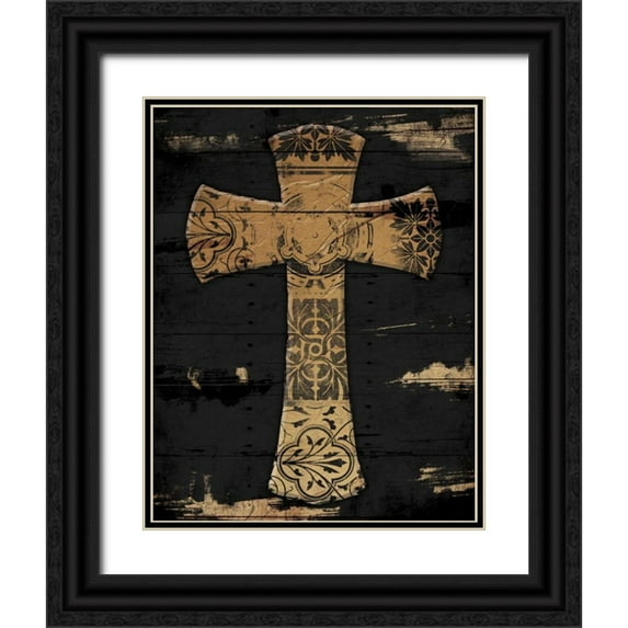 Grey, Jace 26x32 Black Ornate Wood Framed with Double Matting Museum Art Print Titled - Gold Cross 1