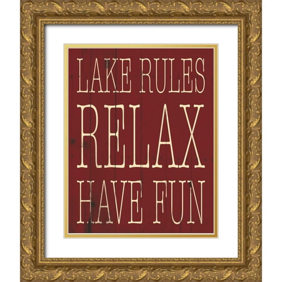 Grey, Jace 26x32 Gold Ornate Wood Framed with Double Matting Museum Art Print Titled - Lake Rules