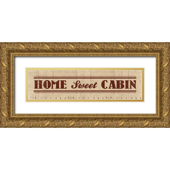 Grey, Jace 32x11 Gold Ornate Wood Framed with Double Matting Museum Art Print Titled - Sweet Cabin