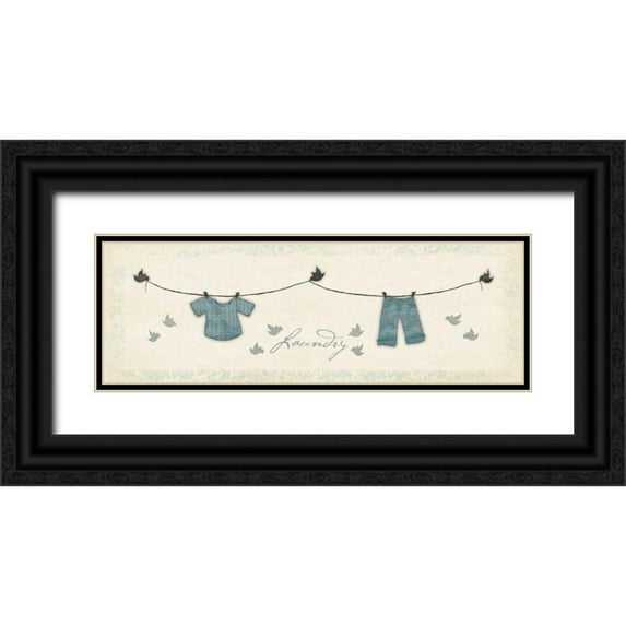 Grey, Jace 32x13 Black Ornate Wood Framed with Double Matting Museum Art Print Titled - Laundry shirt and pants