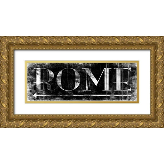 Grey, Jace 32x14 Gold Ornate Wood Framed with Double Matting Museum Art Print Titled - ROME BLACK