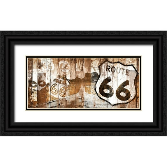 Grey, Jace 32x17 Black Ornate Wood Framed with Double Matting Museum Art Print Titled - Golden Route 66